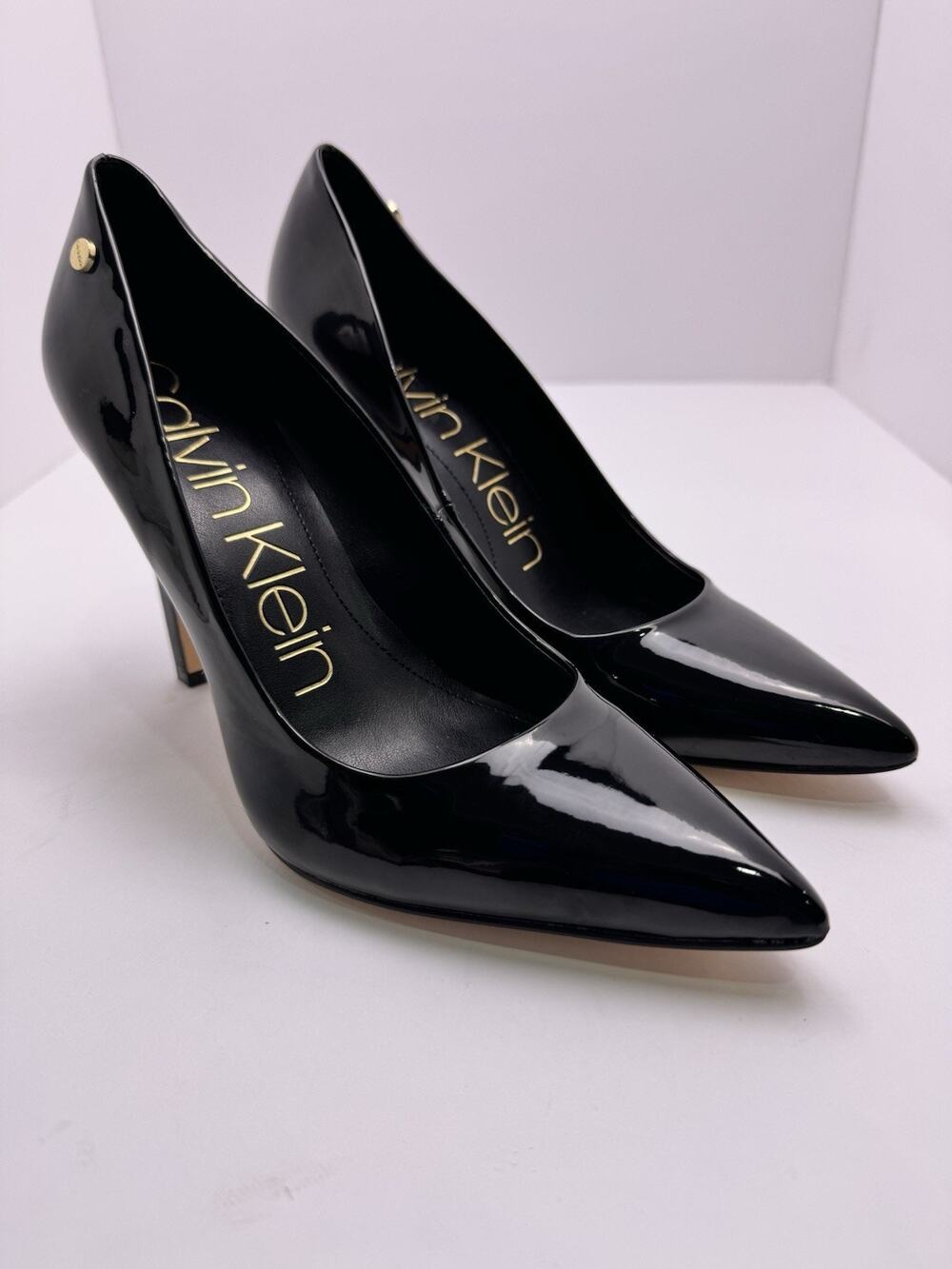 Calvin Klein Patent Leather Pointed Toe Stiletto Black Slip-On Women’s 9.5